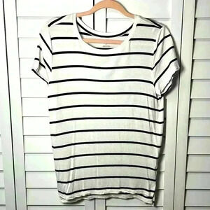 Halogen Scoop Neck Striped Tee Size Small Black & White